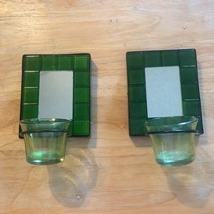 2 🪞Mirror Green Votive Candles Decor